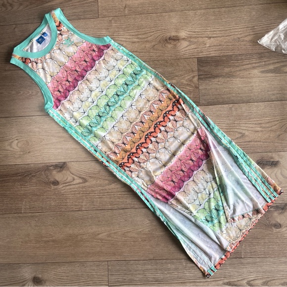 Adidas x Farm borbofresh butterfly Colorful Sleeveless Dress size XS-S - Picture 1 of 4